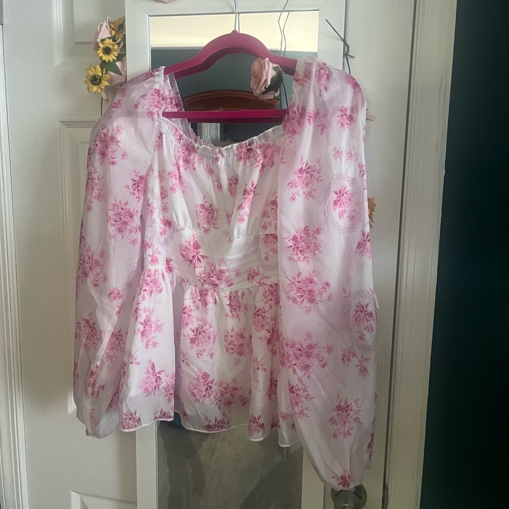 Floral Peplum Blouse - Picture 3 of 8